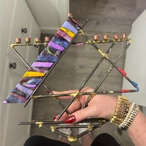 Original Gary Rosenthal Presidential Menorah, Multicolored Glass